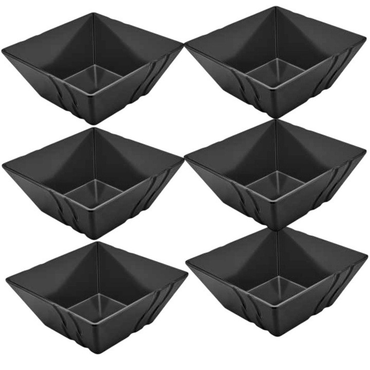 Set 6 boluri patrate RAKI LUXOR BLACK melamina 13, 8x13, 8x5, 8cm 570 ml