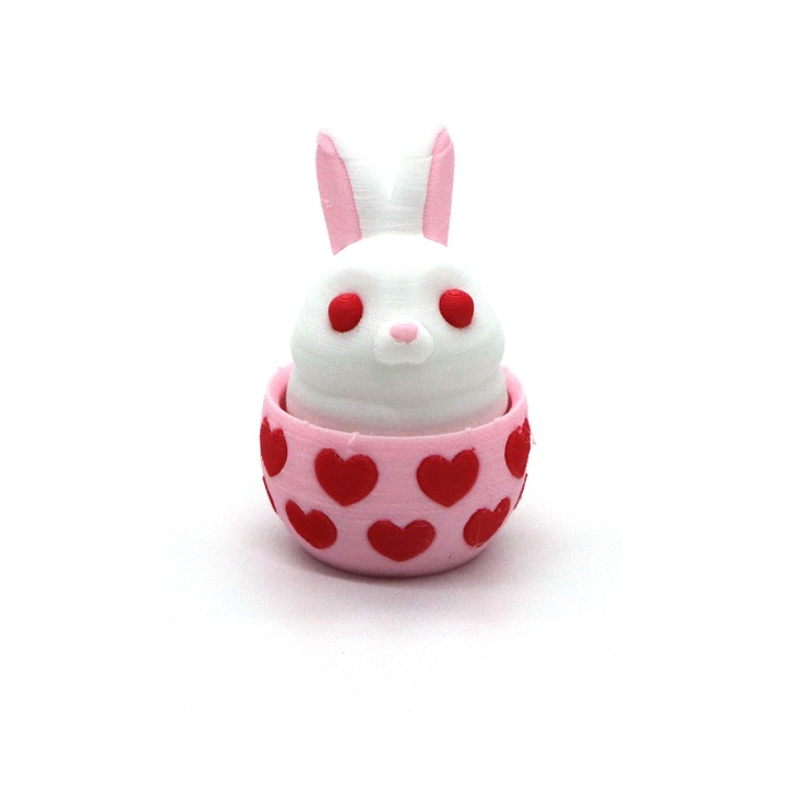 Nyuszi design kulcstartó, rózsaszín tojás piros szemekkel és fehér nyuszi