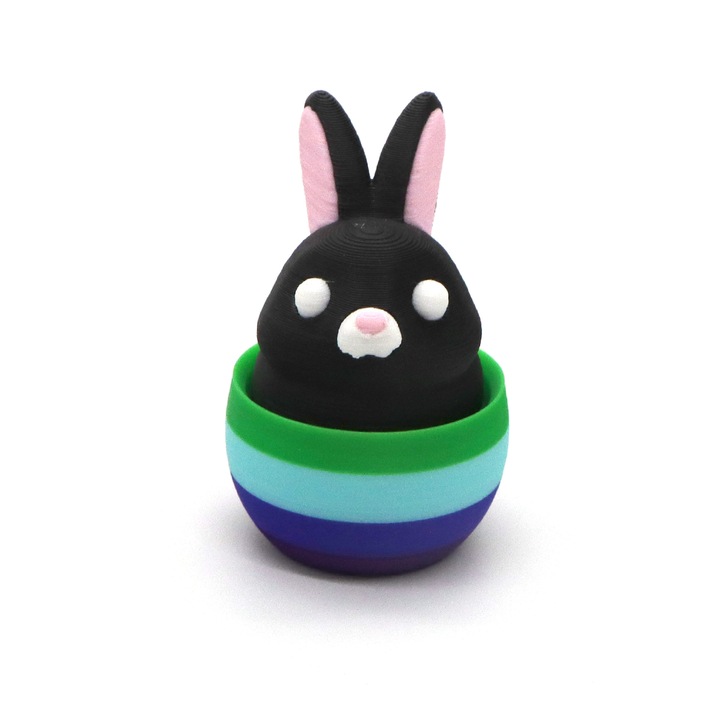 Nyomógombos dekompressziós kulcstartó, nyuszi design, fekete