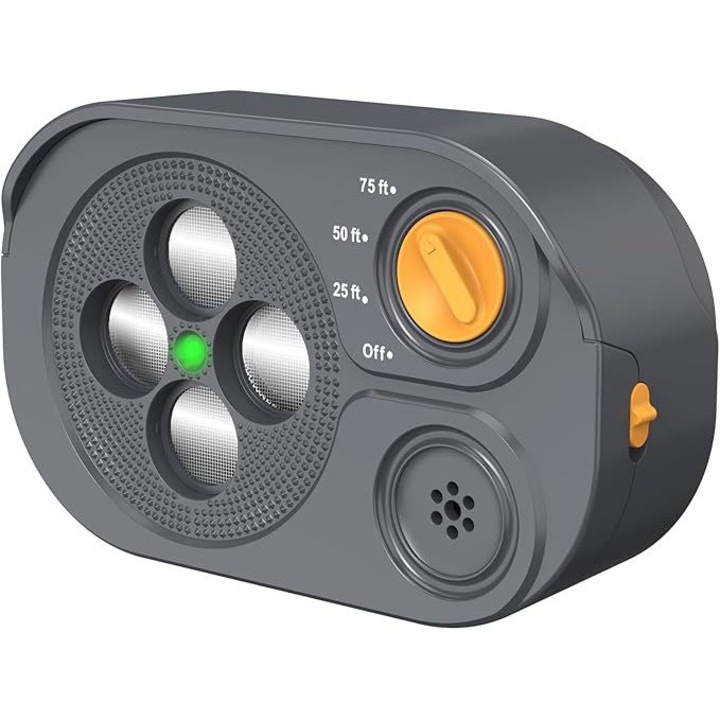 Dispozitiv automat ultrasonic anti-latrat, gri, echipament dresaj pentru caini, design compact, utilizare interioara si exterioara