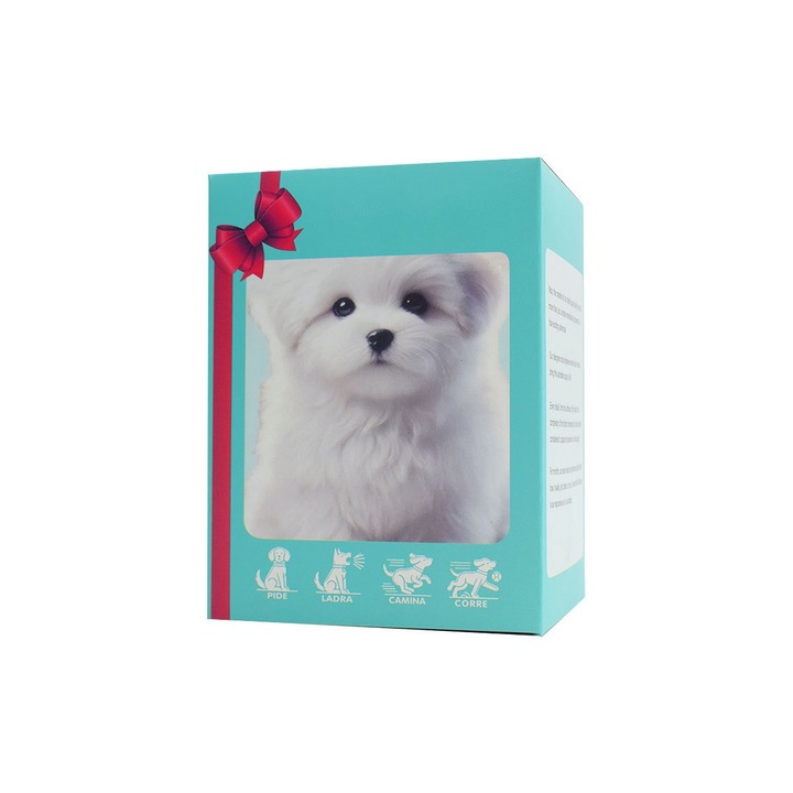 Интерактивно електрическо плюшено куче, бяло, детска играчка, с мека козина, функция за ходене и лаене