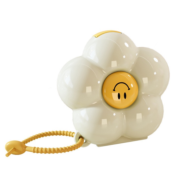 Cutie pentru pastile in forma de floare, alb crem si galben, organizator mini portabil, accesorii medicale pentru recuperare si tratament