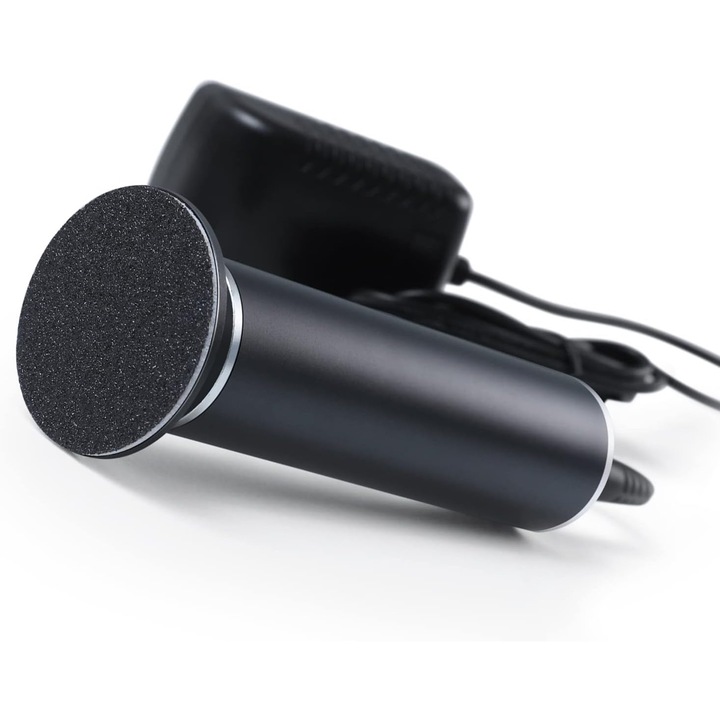 Dispozitiv pentru indepartarea calusurilor, viteza ajustabila, 60 de discuri de slefuit interschimbabile, aluminiu, portabil