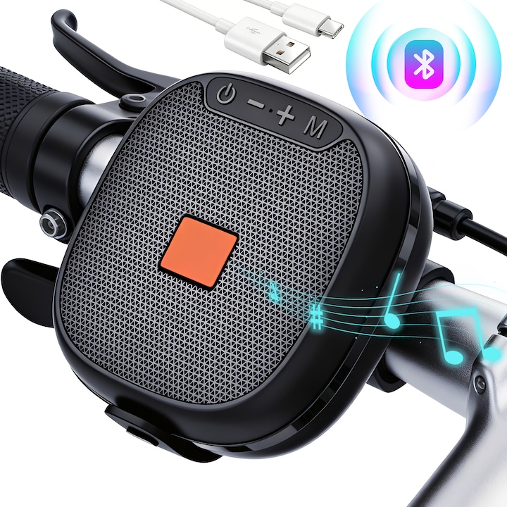 Boxa portabila Bluetooth pentru bicicleta, BYONDSELF®, mini boxa de calatorie exterior, wireless, design all-in-one, sunet puternic in timpul mersului, Negru