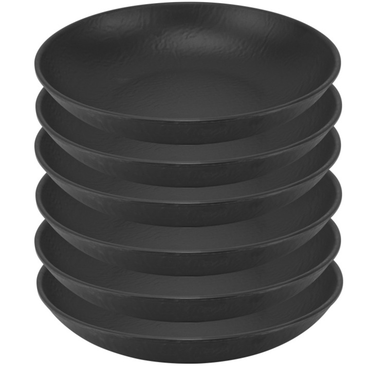 Set 6 farfurii adanci melamina Tilda Matt Black 23xh4, 5cm
