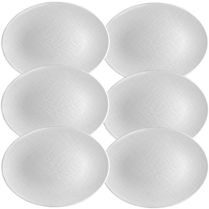 Set 6 farfurii ovale melamina Tilda Matt White 30x22, 3xh2, 3cm