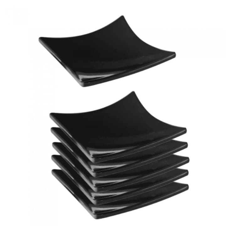 Set 6 farfurii patrate Raki melamina 8x8x1cm negru