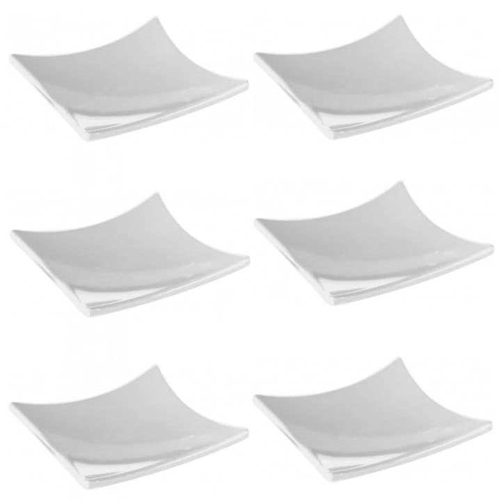 Set 6 farfurii RAKI melamina patrate 8x8x1cm albe