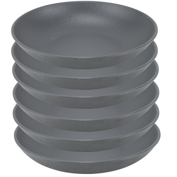 Set 6 farfurii adanci melamina Tilda Matt Grey 23xh4, 5cm