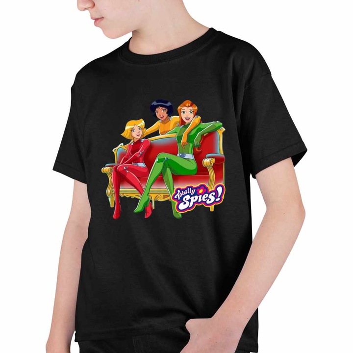 Tricou Copii Baieti Spioanele Misiune Totally Spies, Fekete