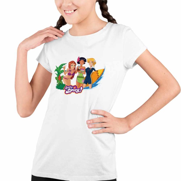 Tricou Copii Fete Spioanele Plaja Desene Animate Agenti Misiune, Fehér