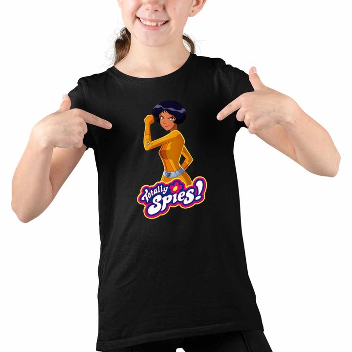 Tricou Copii Fete Spioanele Alex Totally Spies, Fekete
