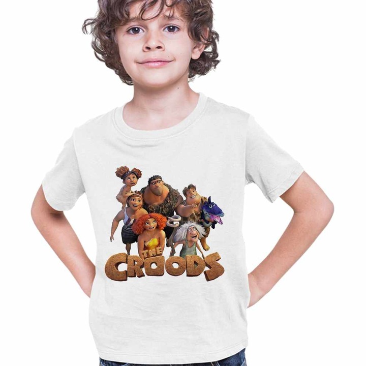 Tricou Copii Baieti The Croods Actiune in Epoca de Piatra Familia Crood, Fehér