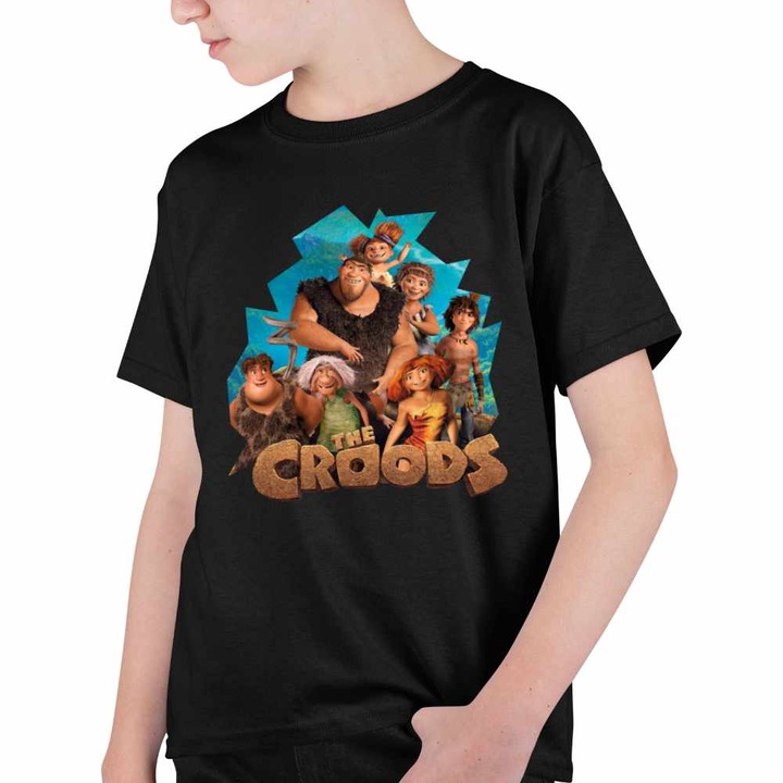 Tricou Copii Baieti The Croods Aventuri Epoca de Piatra Familia Crood, Fekete