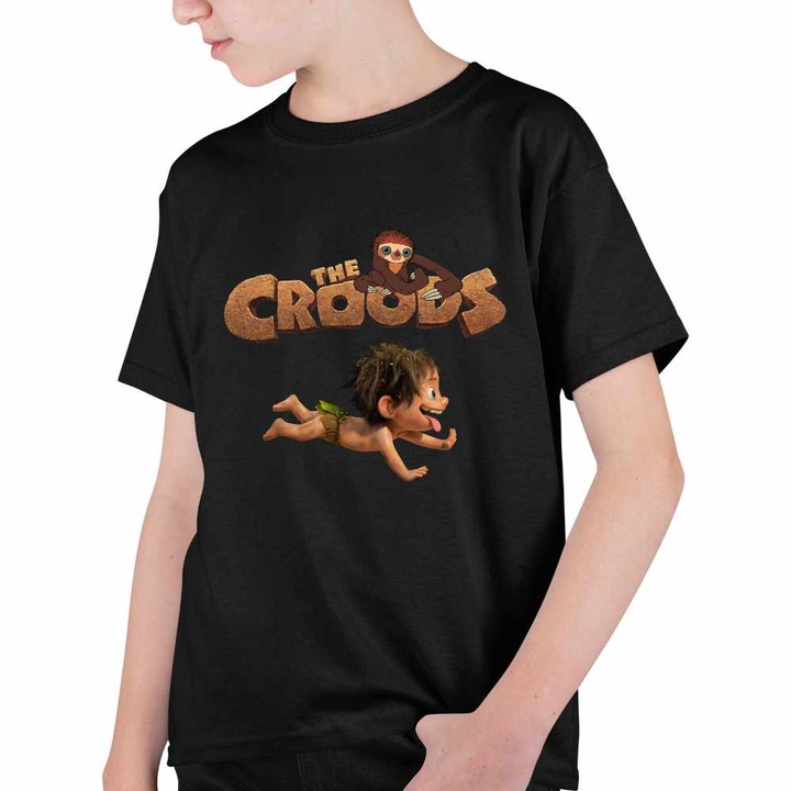 Tricou Copii Baieti The Croods Bebelus Epoca de Piatra Familia Crood, Fekete