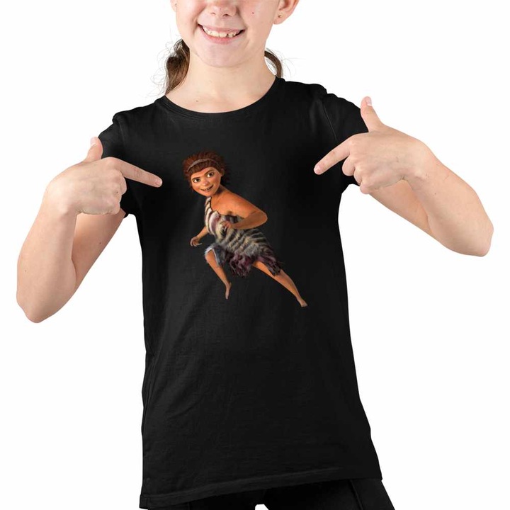 Tricou Copii Fete The Croods Ugga Mama Familia Crood Epoca de Piatra Desene, Fekete