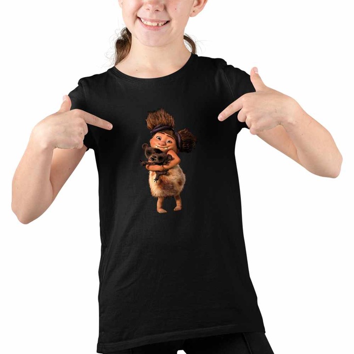 Tricou Copii Fete The Croods Sandy Familia Crood Epoca de Piatra, Fekete