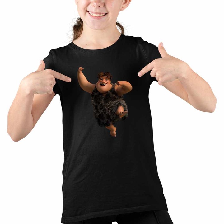 Tricou Copii Fete The Croods Thunk Familia Crood Epoca de Piatra, Fekete