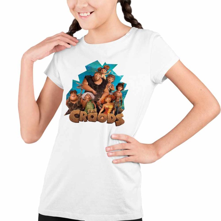 Tricou Copii Fete The Croods Aventuri Epoca de Piatra Familia Crood, Fehér