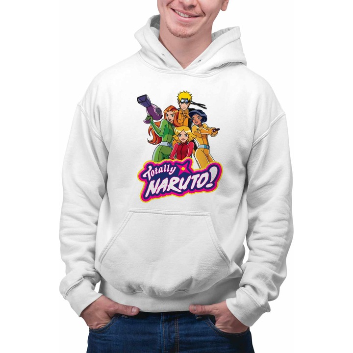 Hanorac Personalizat Barbati Spioanele Naruto Agenti Secreti Subacoperire, alb, marime 2XL