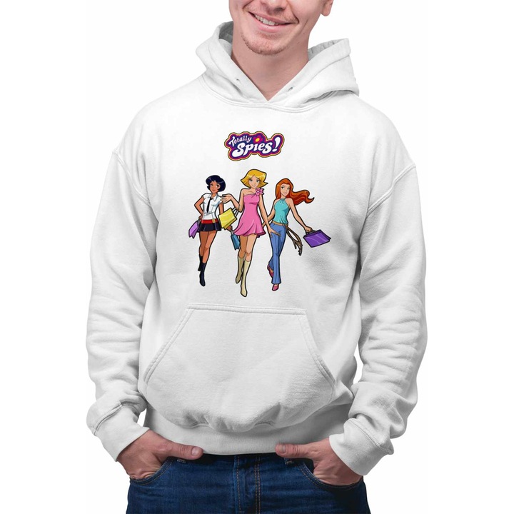 Hanorac Personalizat Barbati Spioanele Shopping Servicii Secrete, alb, marime 3XL