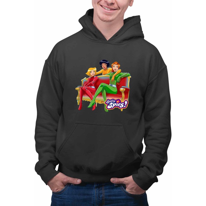 Hanorac Personalizat Barbati Spioanele Misiune Totally Spies, negru, marime XL