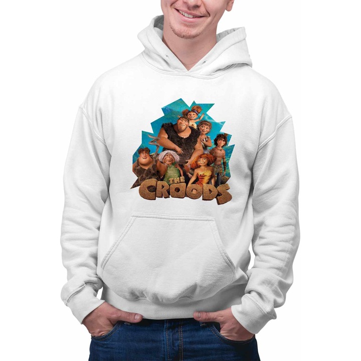 Hanorac Barbati The Croods Aventuri Epoca de Piatra Familia Crood CoolTrend, alb, marime 2XL