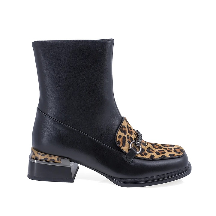 Ghete dama, Anna Viotti, piele naturala, negre, 39 EU