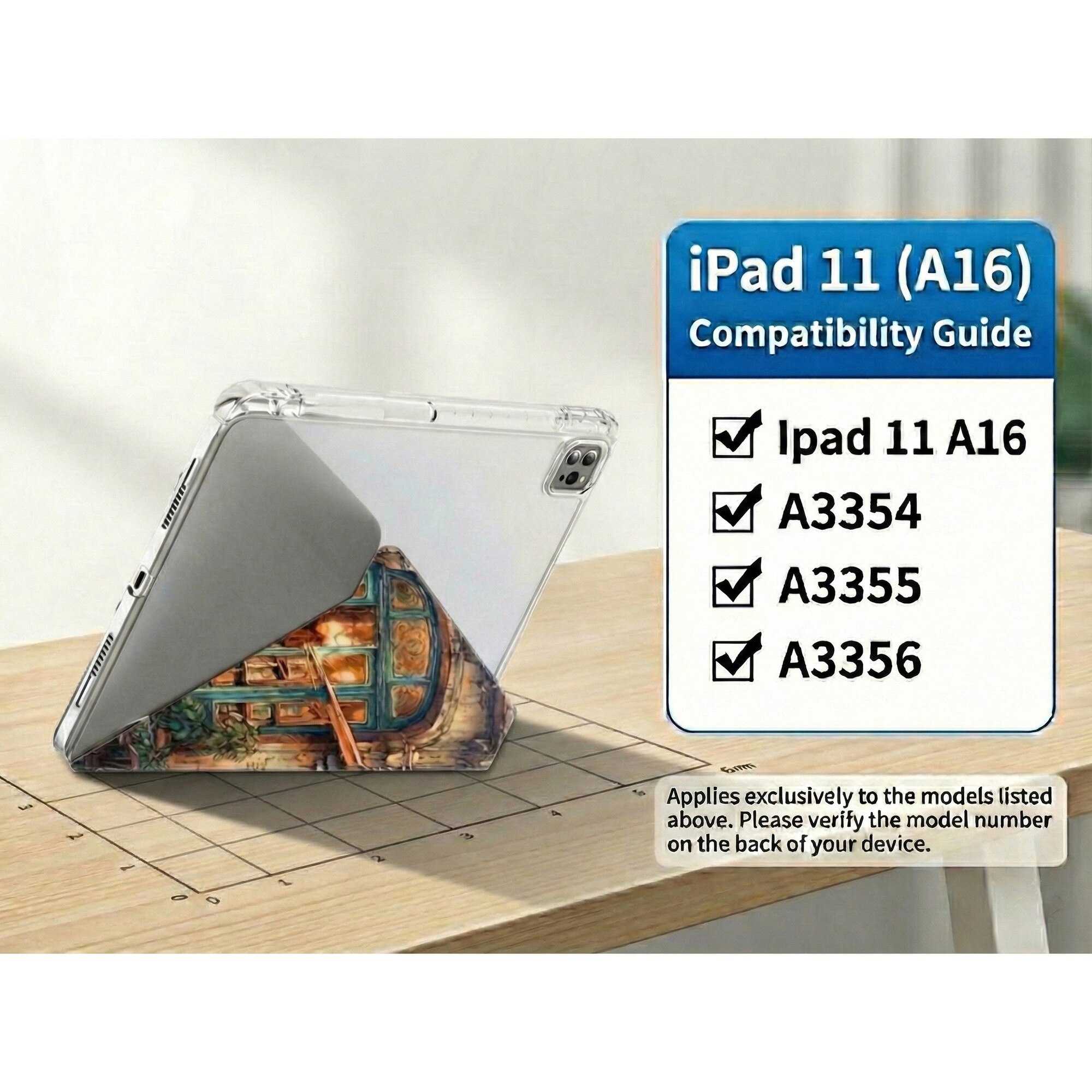 Husa pentru iPad 11 inch Artinplace, compatibila cu iPad 11th Gen A16 (A3354/A3355/A3356), magnetica, suport Y-Fold, cu slot pentru stylus, acrilic, design Librarie Vintage