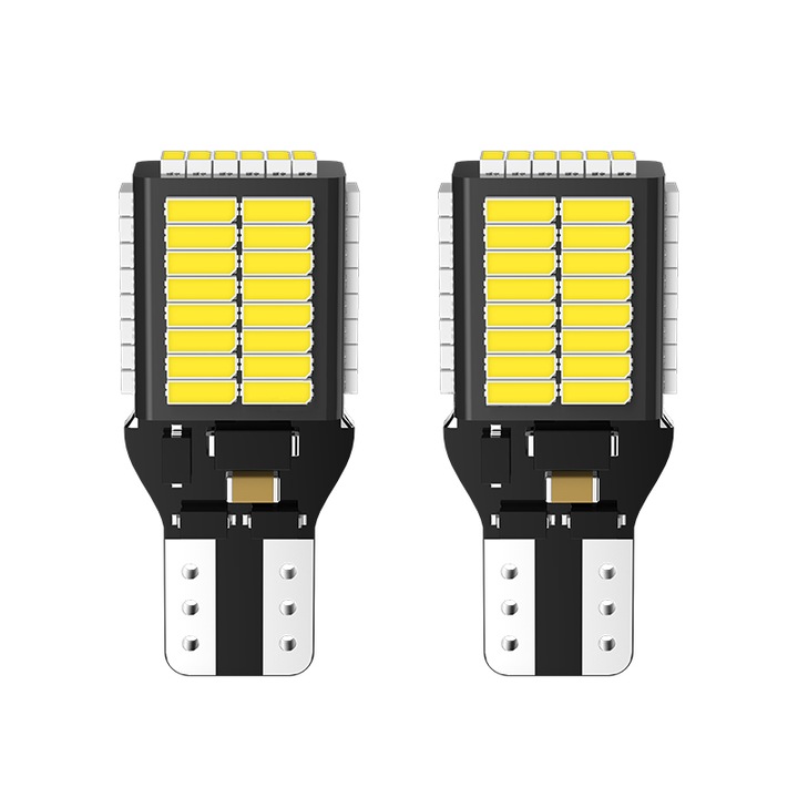 2 db T15 W16w izzó készlet, CANBUS, 8W, 12V, fehér