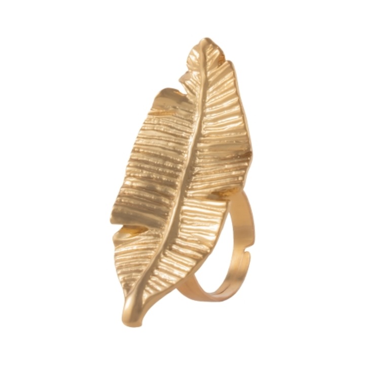 Inel ajustabil in forma de frunza, Colibra, 5x3cm, realizat manual