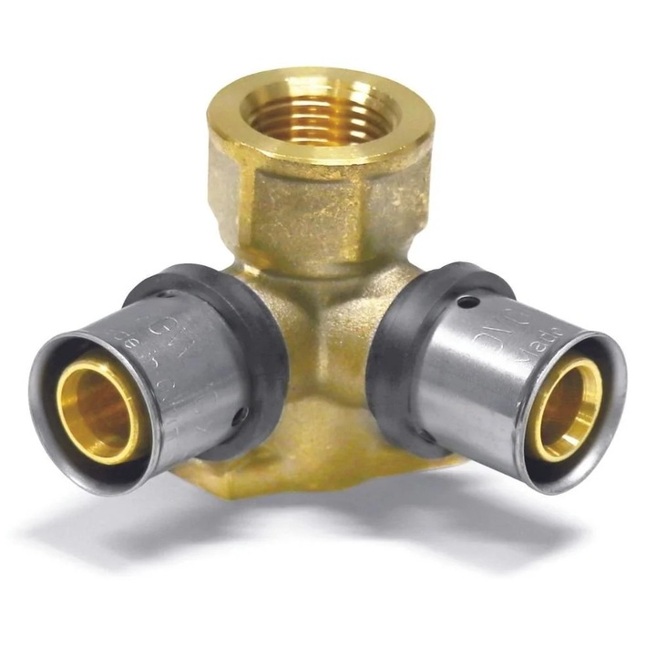 Cot de Perete cu Presare din Alama Speciala 16mm x 1/2 IG pentru Tevi Multistrat si Cupru