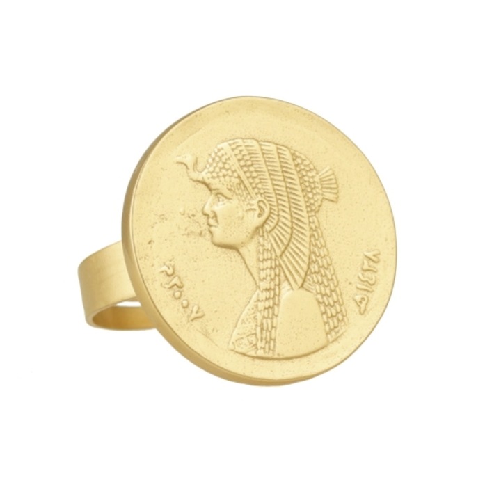 Inel reglabil cu moneda, Colibra, 2,2cm, auriu