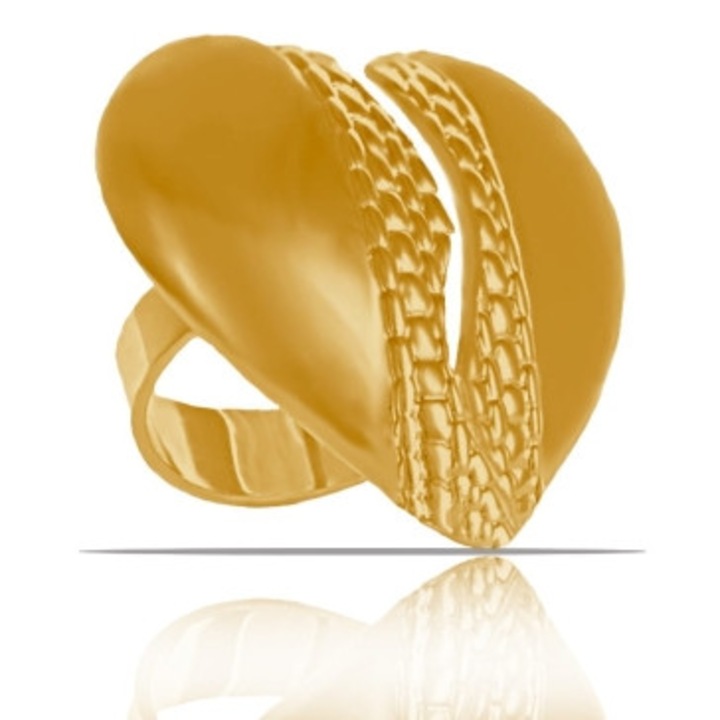 Inel cu doua jumatati de inima, Colibra, colectia Heart Harmony, 3x2,7cm, auriu