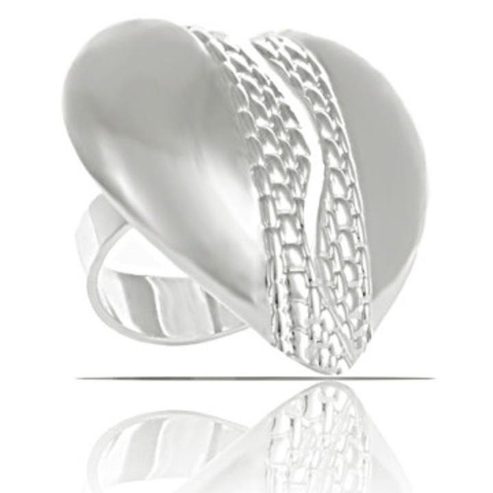 Inel cu doua jumatati de inima, Colibra, colectia Heart Harmony, argintat, inima 3x2,7cm