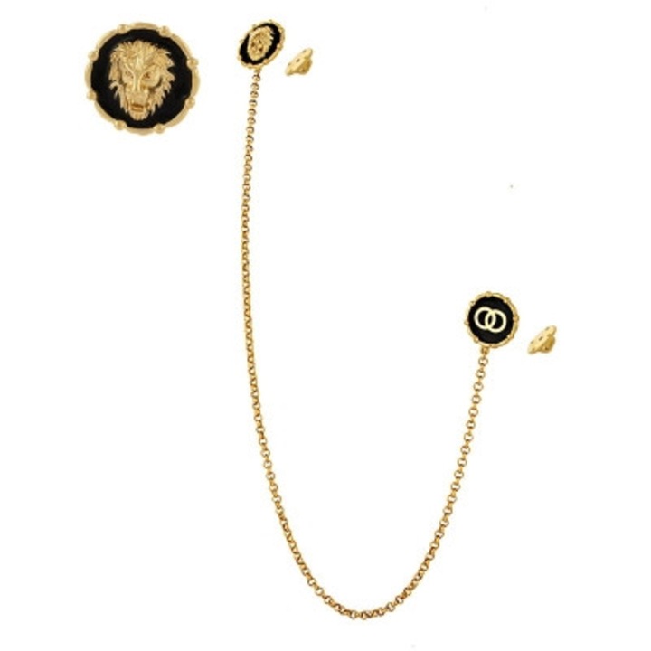 Brosa dama, Colibra, cu lant, negru/auriu