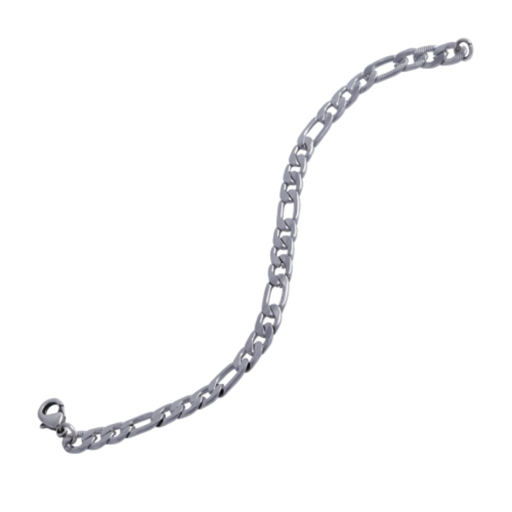 Bratara barbati, Colibra, figaro, 19cm, argintiu