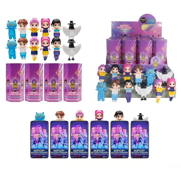 Set Figurine K-POP Devil Hunter,, AjieQaQ®, 12 Figuri Rare in Cutii Surpriza, PVC/ABS 5-8 cm, Colectie Premium pentru Fani, Decor Birou si Cadou Original, Stil K-Pop Autentic