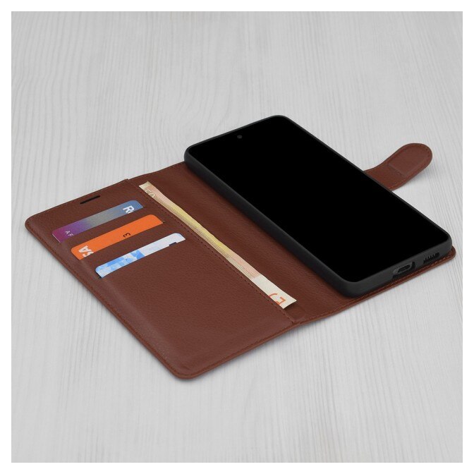 Husa Upzz® Leather Folio Compatibila cu Honor Magic 8 Lite, Magnet, Suport Card - Maro