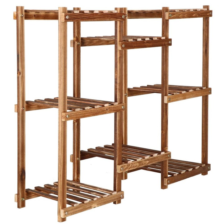 Stand de flori din lemn cu 8 etajere suport GA198, 85x70cm