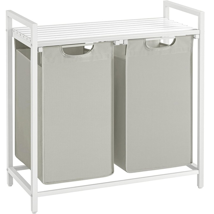 Cos de rufe Brius, 2 compartimente, alb, 73x33x72 cm, cu ventilatie naturala