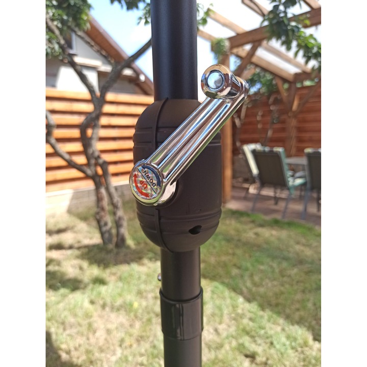 Градински чадър за тераса, с манивела и накланяне, диаметър 300 см, бежов