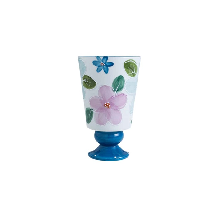 Ceasca de ceai rece din portelan de 3,5 inci, cu o capacitate mare de 380 ml, cu un model floral albastru si finisaj lucios. Ideala pentru bauturi reci, lapte, suc de fructe si cafea cu gheata