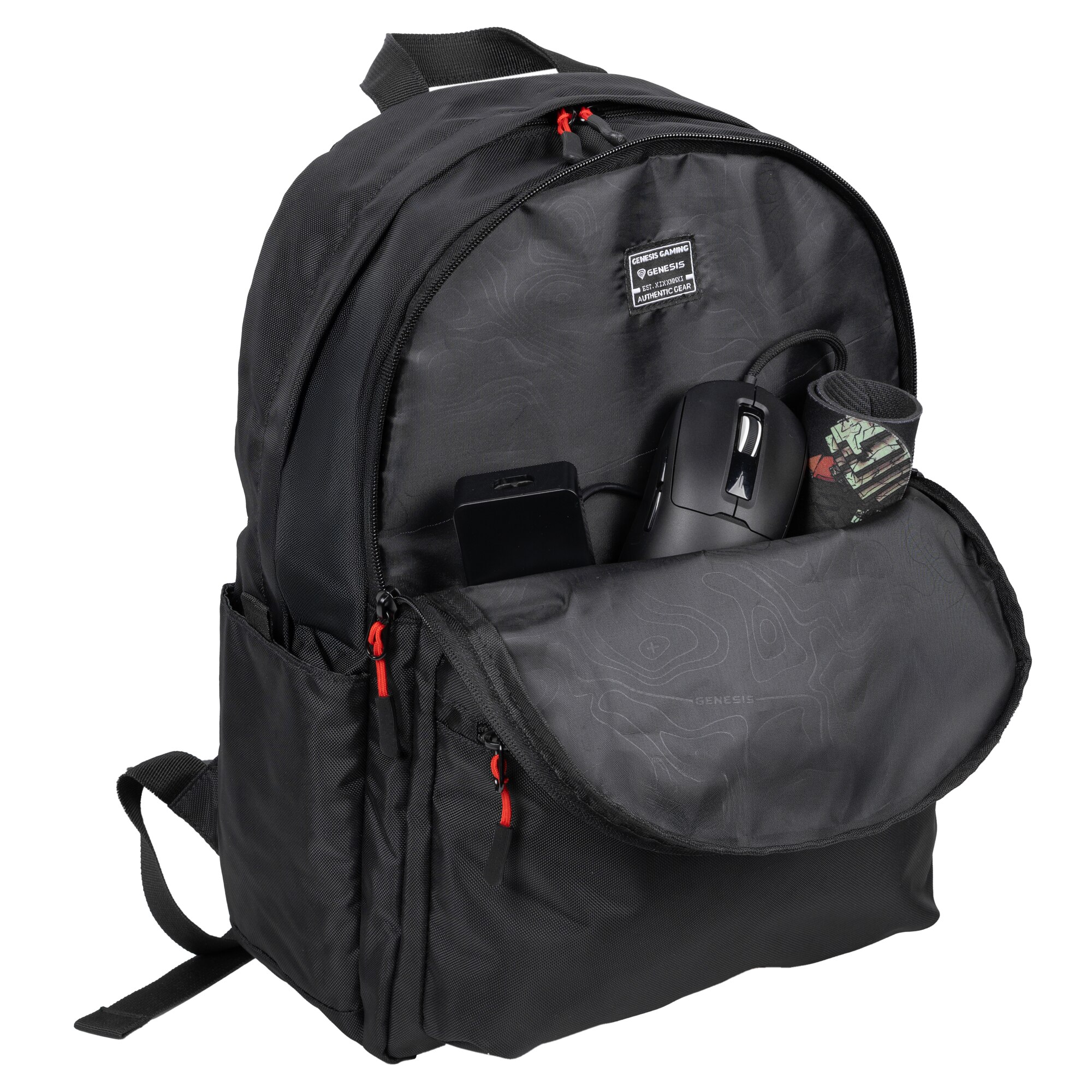 Rucsac laptop GENESIS PALLAD 200, compatibilitate laptop 14.1", total buzunare 6, capacitate 19 L, material Polyester 1680D,negru