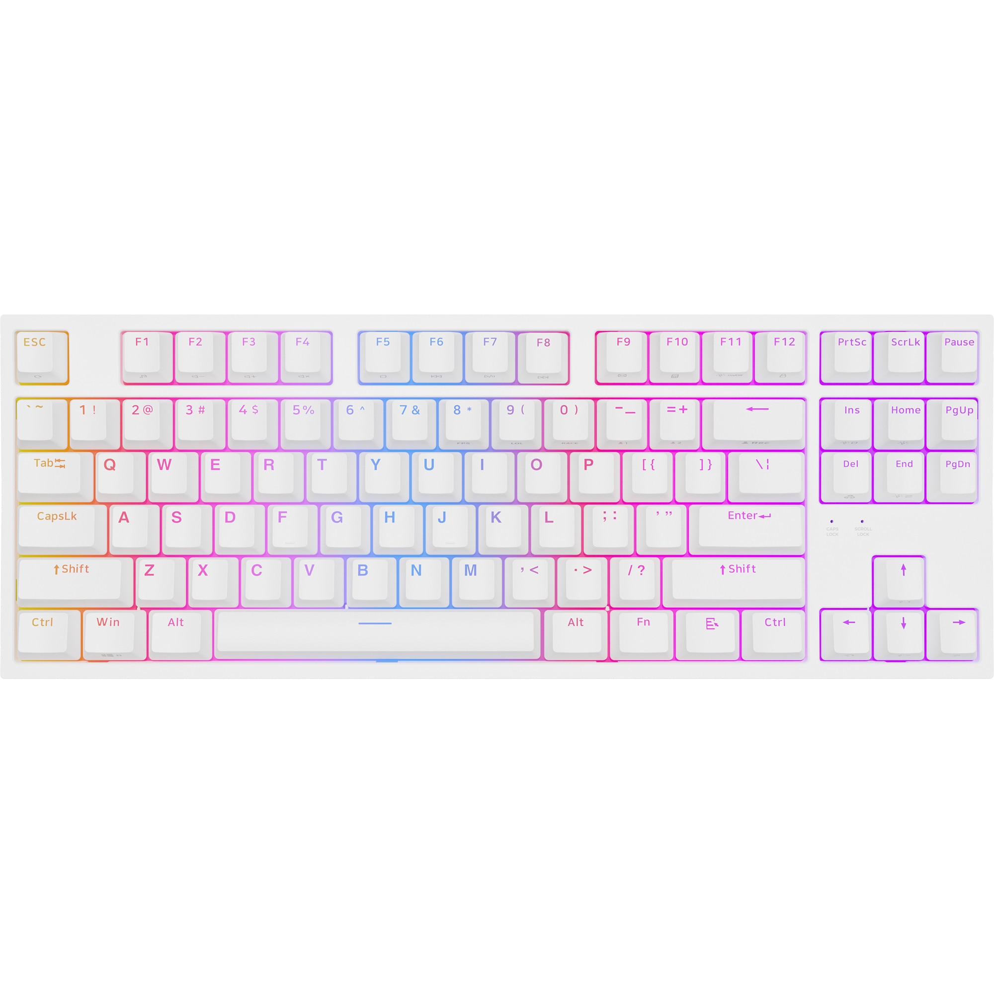 Tastatura gaming cu fir Genesis Thor 404 TKL, iluminare RGB, numar taste 87, lungime cablu 1.8m, alb