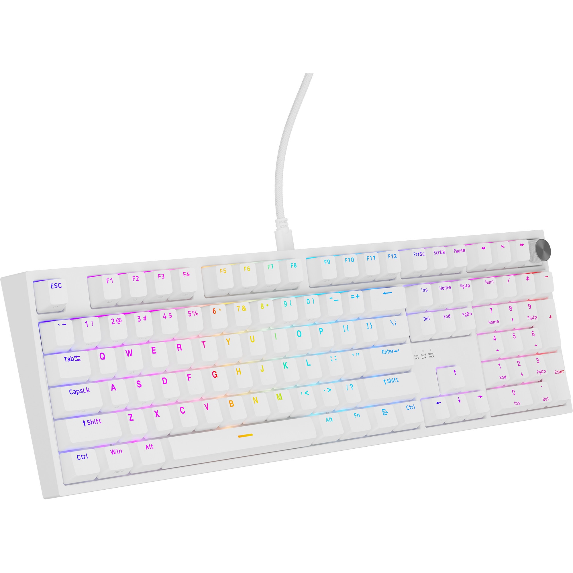 Tastatura gaming mecanica cu fir Genesis Thor 404, iluminare RGB, switchLinear, switch model Gateron Yellow Pro, numar taste 107, 11 butoane multimedia, lungime cablu 1.8m, dimensi