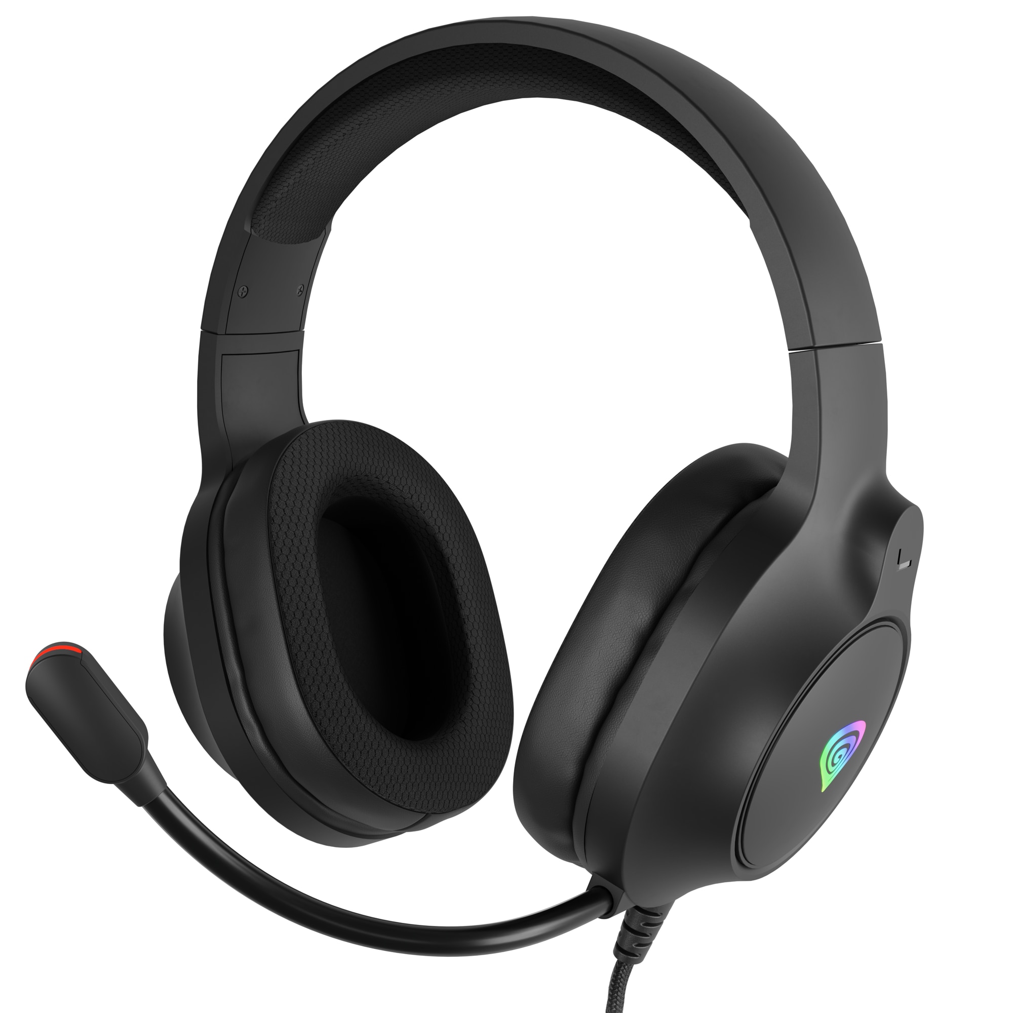 Casti gaming cu fir Genesis Neon 213, microfon, iluminare RGB, impendanta 32 Ohm, frecventa raspuns 20 - 20.000 Hz, lungime cablu 220cm, frecventa raspuns microfon 100 - 16000 Hz,
