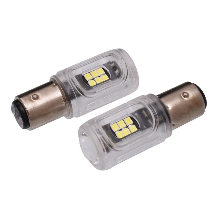 Bec frana led BAY15D 12V, Canbus, set 2 buc, lumina alba