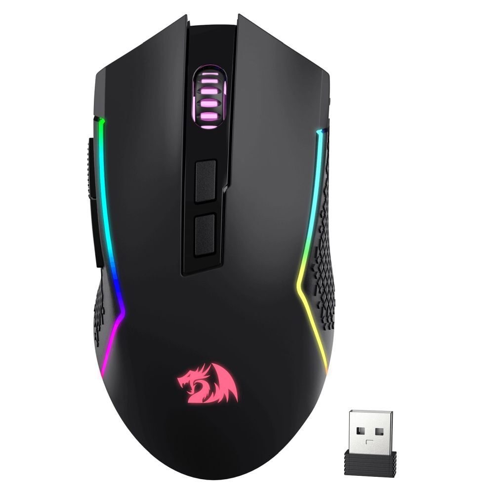 Mouse gaming Wireless si cu fir Redragon Trident RGB, 8000DPI, senzor optic PIXART PAW-3104, iluminare RGB, Negru