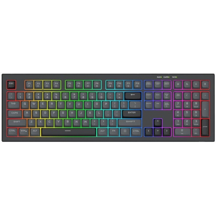 Клавиатура Gaming с кабел Redragon Crux, RGB подсветка, Черен